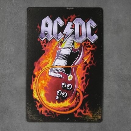 Metal decorative panel AC DC GUITAR