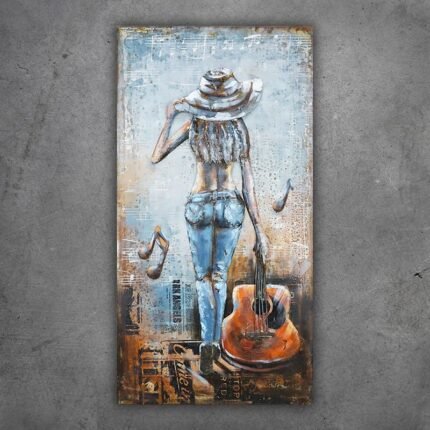 3D metalinis vaizdas GIRL WITH GUITAR 60x120 cm