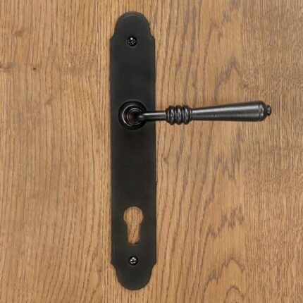 Durų rankenos DEVON BLACK su užraktu 90 mm